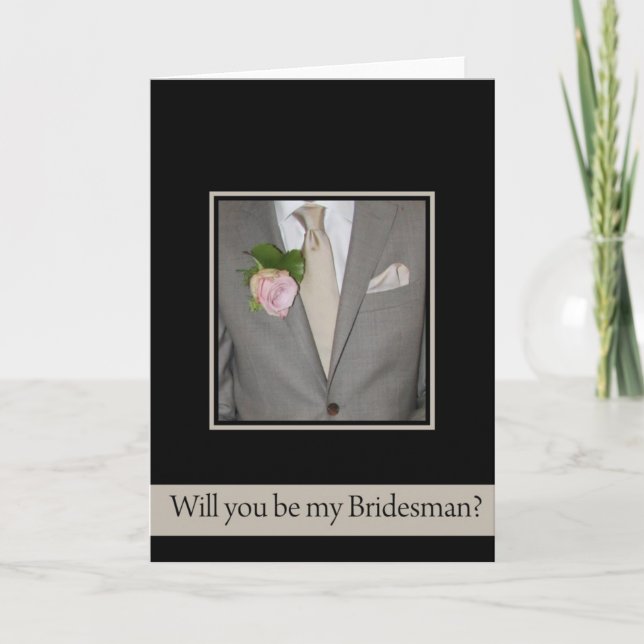Convite Bridesman solicita Cinza Suit (Frente)