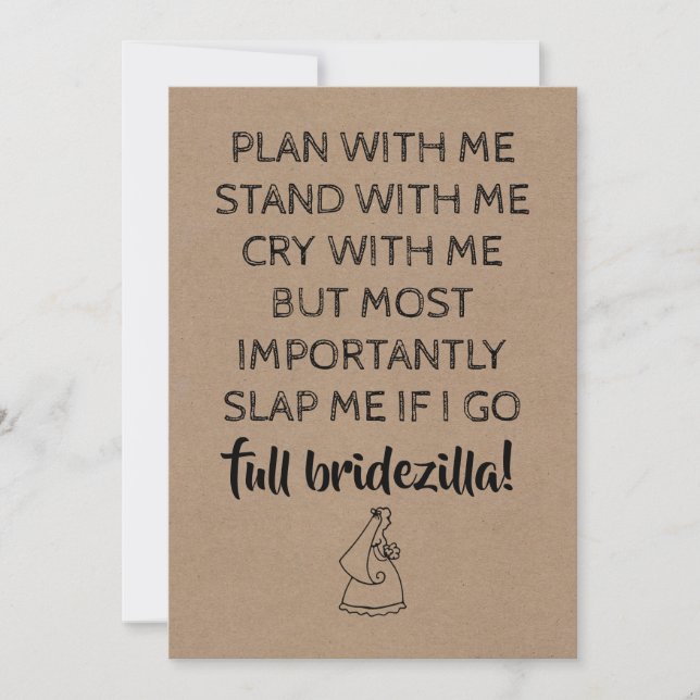 Convite Bridezilla Funny Bridesmaid / Madrinha de casament (Frente)