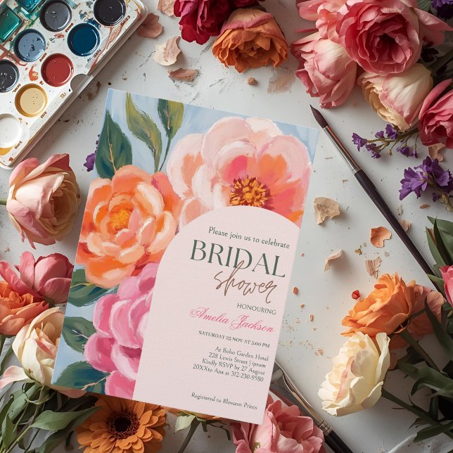 Convite bright and bold vibrant floral bridal shower (Criador carregado)