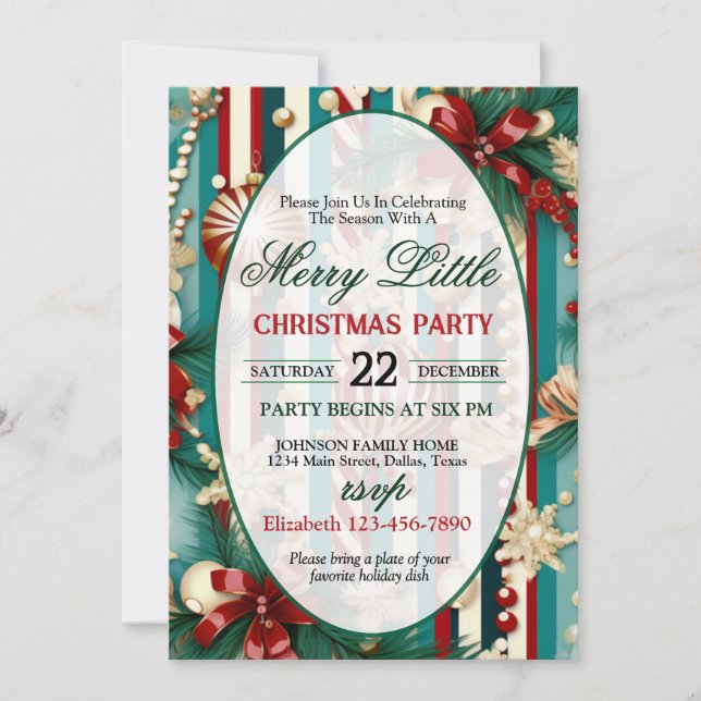 Convite Bright and Colorful Christmas Party Invitation (Frente)