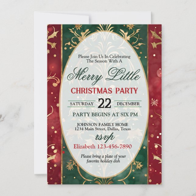 Convite Bright and Colorful Christmas Party Invitation (Frente)