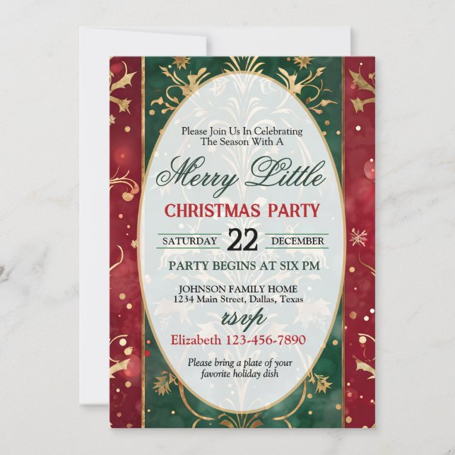 Convite Bright and Colorful Christmas Party Invitation (Frente)