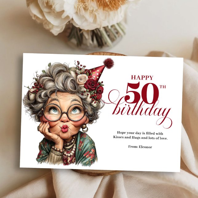 Convite Bright and funny 50 lady greeting birthday card (Bright and funny 50 lady greeting birthday card)