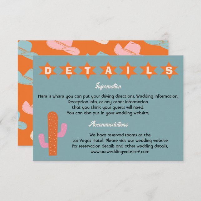 Convite Bright Bold Cowboy Ocidental Informações (Frente/Verso)