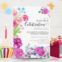 Bright & Bold Florals Celebração Dupla Aniversário