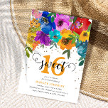 Convite Bright & Bold Florals Doce Dezesseis e Dezesseis 1<br><div class="desc">Celebre um doce 16 com estes brilhantes e ousados convites de aniversário floral. Design apresenta flores pintadas manualmente com aquarela com folhagem verde,  faux gold glitter confetti e um clássico modelo de aniversário elegante que é fácil de personalizar.</div>