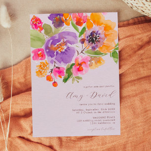 Convite Bright bold outono floral casamento de fotos de aq