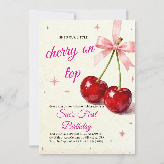 Convite Bright & Cheerful 1st Birthday Invitation (Frente)
