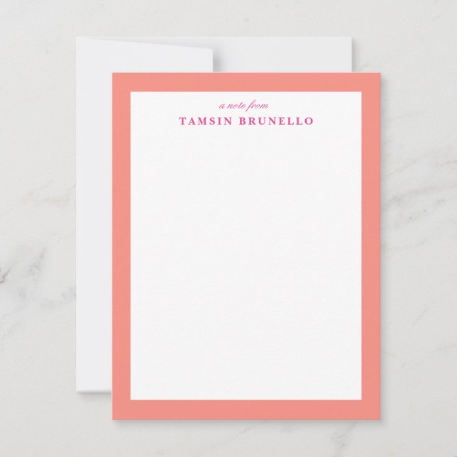 Convite Bright Coral e White Personal Stationery (Frente)