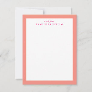 Convite Bright Coral e White Personal Stationery