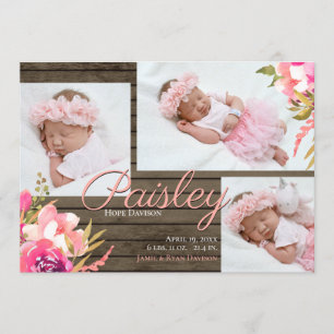 Convite Bright Floral Barn Wood Fotografia