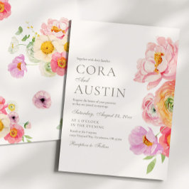 Convite Bright Floral Photo Wedding Invitation