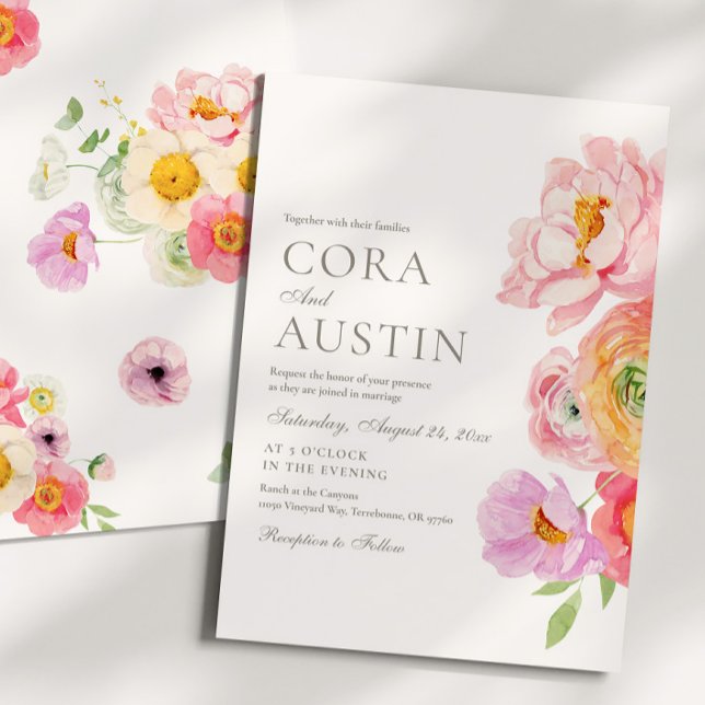 Convite Bright Floral Photo Wedding Invitation (Criador carregado)