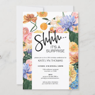 Convite Bright Floral Wildflower Surprise Aniversário