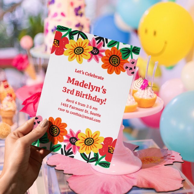 Convite Bright Flower Power Birth (Criador carregado)