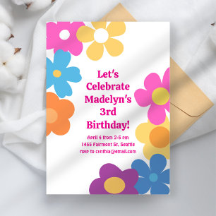 Convite Bright Flower Power Birth