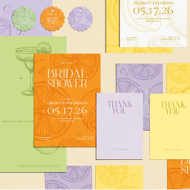 Convite Bright Minimalist Citrus Bridal Shower invite