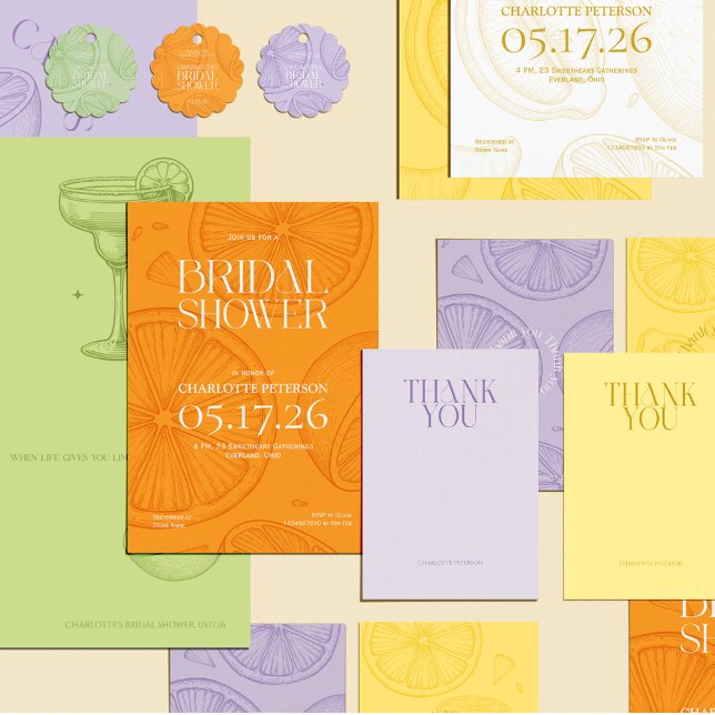 Convite Bright Minimalist Citrus Bridal Shower invite (Criador carregado)