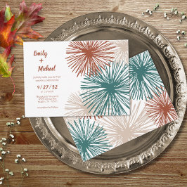 Convite Bright Modern Abstrato Darn Teal Copper Bisque In