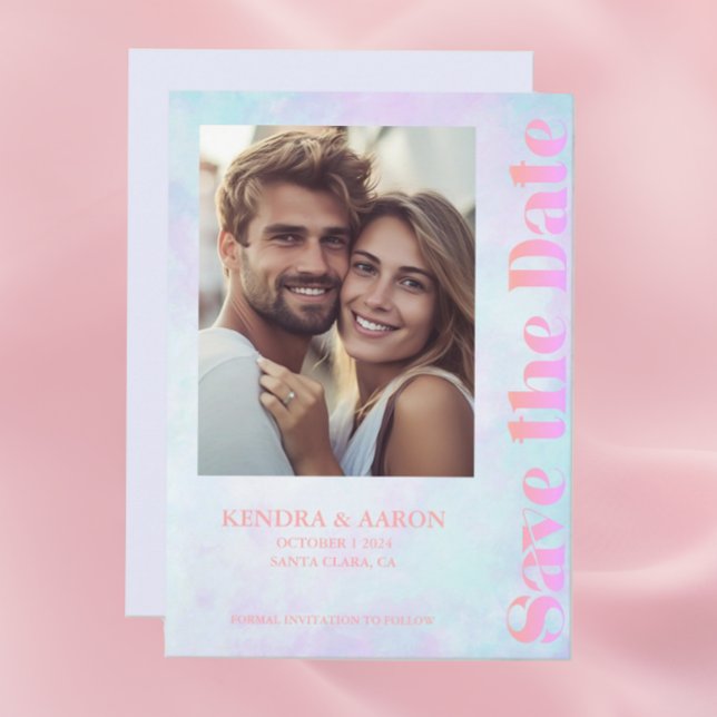 Convite Bright Modern Minimamente Neon Wedding Salvar A Da (Criador carregado)