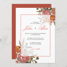 Convite Bright Peach e Orange Floral Weding
