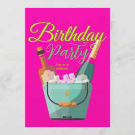 Convite Bright Pink Custom Birthday Party