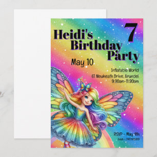 Convite Bright Rainbow Fairy Birthday