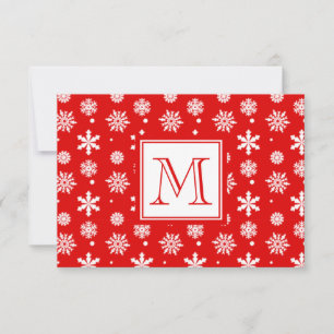 Convite Bright Red and White Snowflakes Pattern 1 with Mon