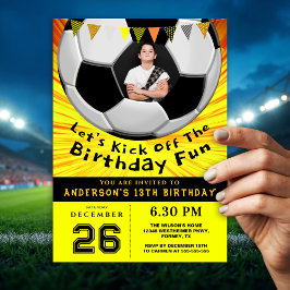 Convite Bright Sporty Custom Photo Birthday I | Soccer