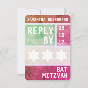 Convite Bright Star: Resposta de David Bat Mitzvah RSVP