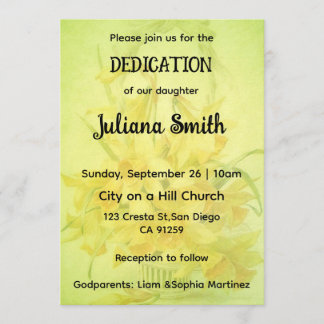 Convite Bright Sunflower Lime Green Dedication Invitation