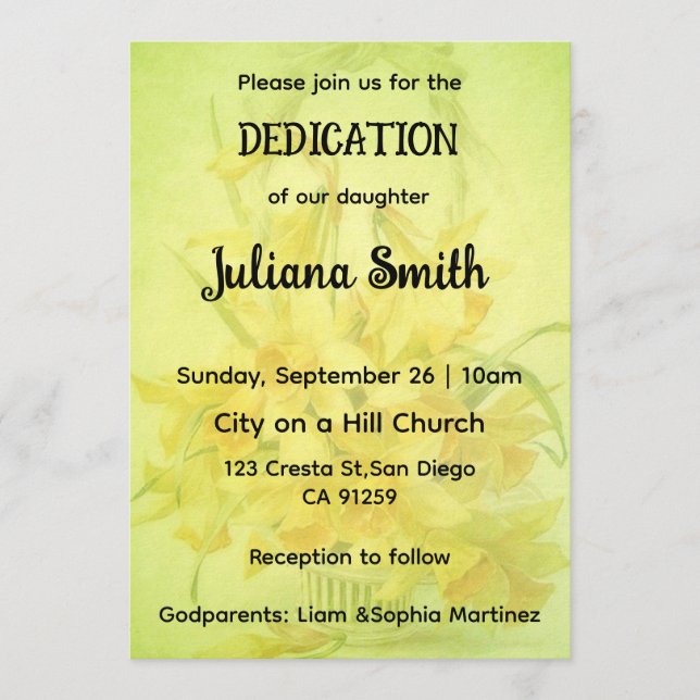 Convite Bright Sunflower  Lime Green Dedication Invitation (Frente)