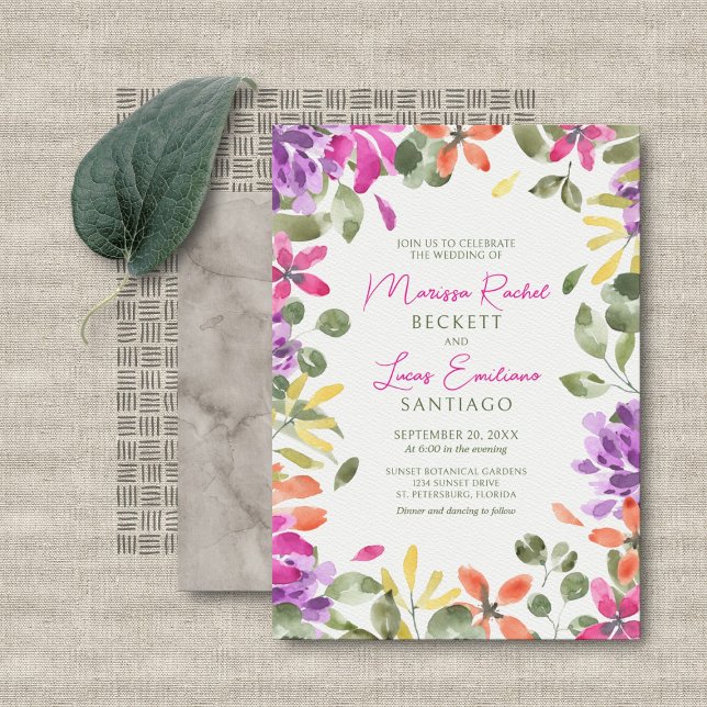 Convite Bright Tropical Floral Wedding (Criador carregado)