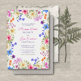 Convite Bright Vivid Colors Wildflower Wedding