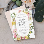 Convite Bright Watercolor Floral 60ª Festa de aniversário<br><div class="desc">Um convite de aniversário lindamente feminino com um quadro floral de cor d'água alegre em cores brilhantes de amarelo, rosa, branco e verde faz este pop de convite com um charme na moda. Os emparelhamentos faciais do tipo de tendência incluem um título chic em letra minúscula emparelhada com sans serif...</div>