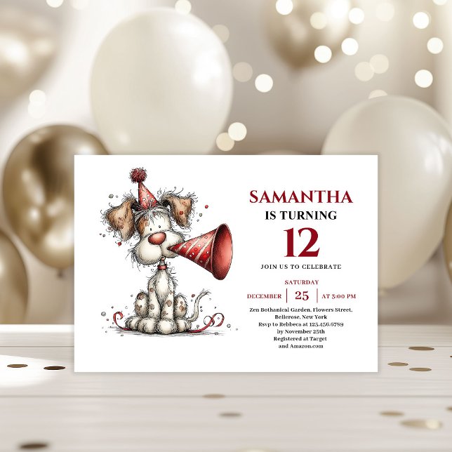 Convite Bright whimsical dog animals theme kids birthday (Bright whimsical animals theme kids birthday invitation

)