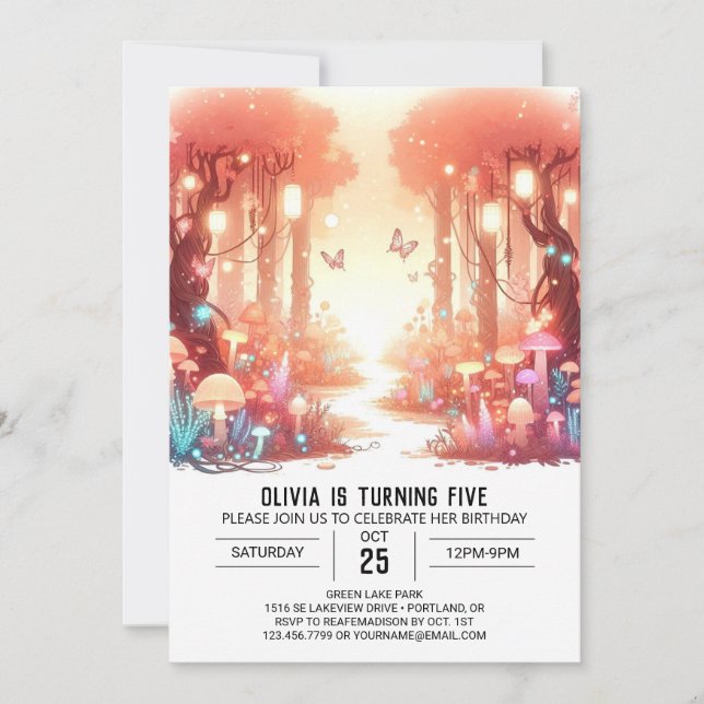 Convite Bright Whimsical Woodland Digital Birth (Frente)