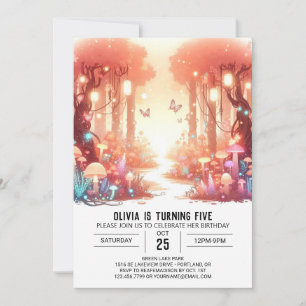 Convite Bright Whimsical Woodland Digital Birth