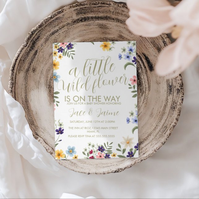 Convite Bright Wild Flowers Baby Shower  (Criador carregado)