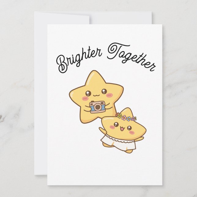 Convite Brighter Together – Cute Couple Invitation  (Frente)