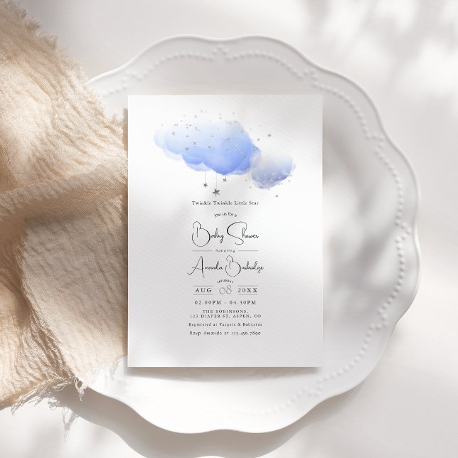 Convite "Brilha, Brilha, Estrelinha" Chá de Bebê ("Twinkle Twinkle Little Star" Baby Shower Invitation)