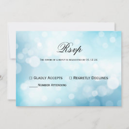 Convite Brilhante Azul Chic Bokeh Light Weding Rsvp