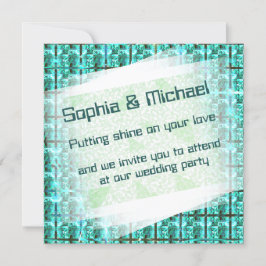 Convite Brilhante azul claro, quadrados ou dentro de image