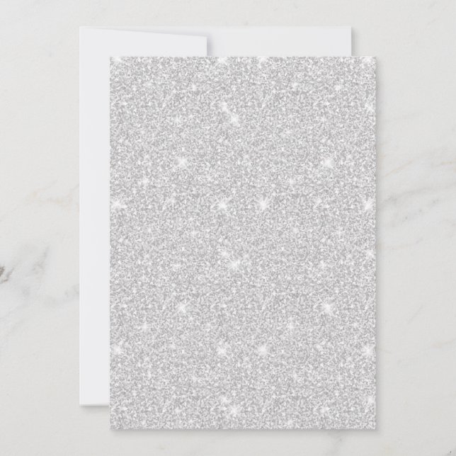 Convite Brilhante Brilho Branco Cor Prata Natal Feliz (Frente)