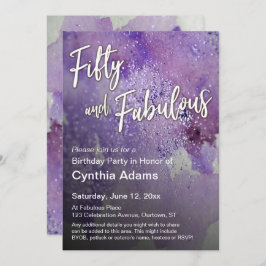 Convite Brilhante, cor d'água roxa, cinquenta e fabulosa