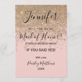 Convite Brilhante Dourado Suspira Madrinha de casamento Ro