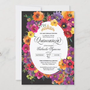 Convite Brilhante Flor de Fiesta Aquarela Floral Quinceañe
