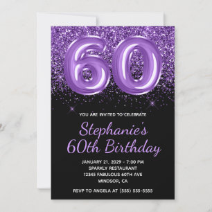 Convite Brilhante Glitter Roxo Real Nº 60