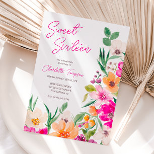 Convite Brilhante guião de flores silvestres Doce 16