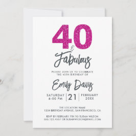 Convite Brilhante rosa 40 e fabuloso | ANIVERSÁRIO DE 40 A